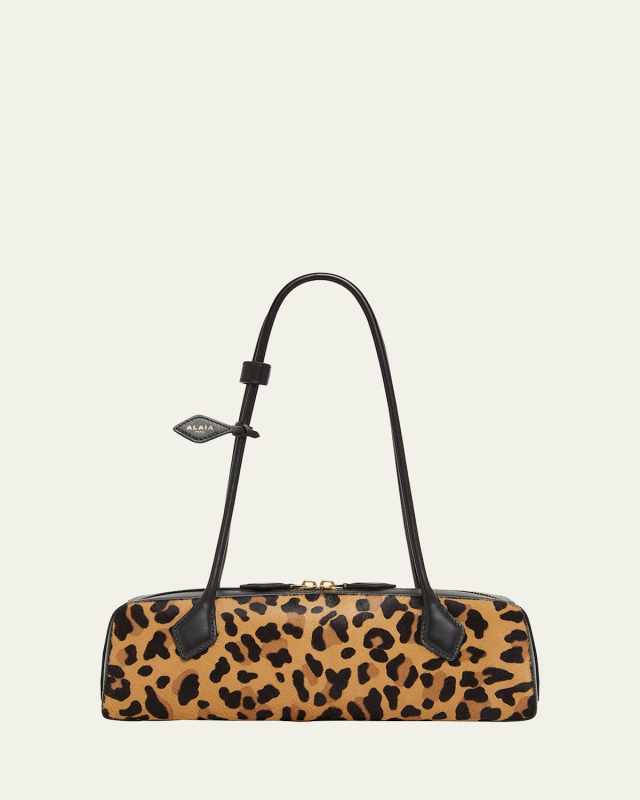 Le Teckel Medium Shoulder Bag in Leopard Calf Hair